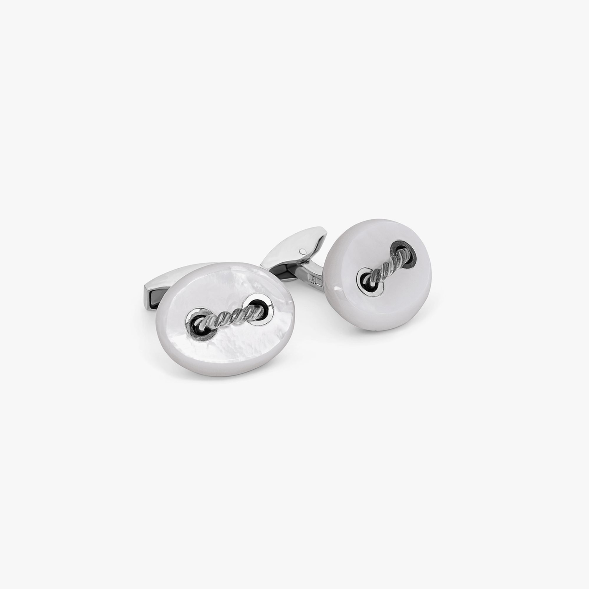 Cable Marine Link silver cufflinks with blue lapis CL5554-Cufflinks.com.sg