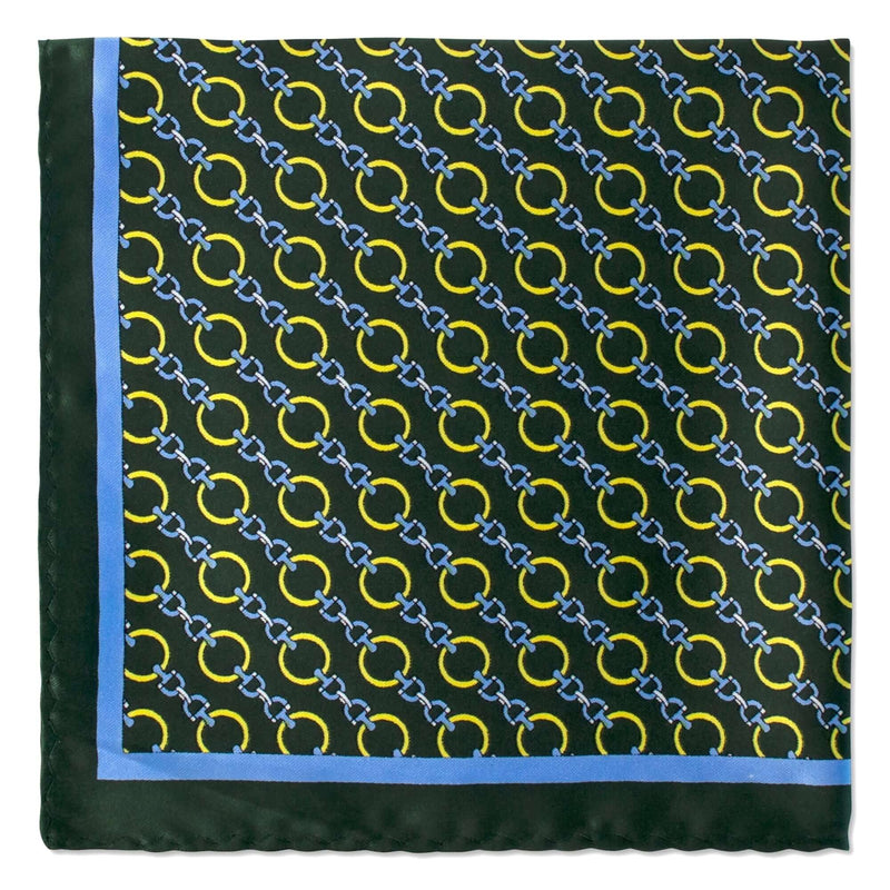 Chain Link Pocket Square in Dark Green-Pocket Squares-MarZthomson-Cufflinks.com.sg