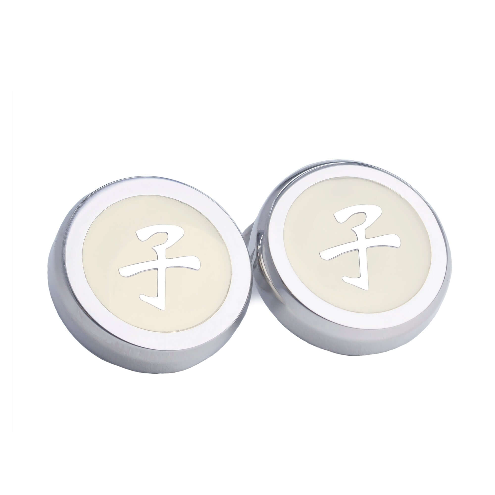 Chinese Character Silver Button Covers-Button Covers-A.Azthom-Â≠ê Zi-Cufflinks.com.sg