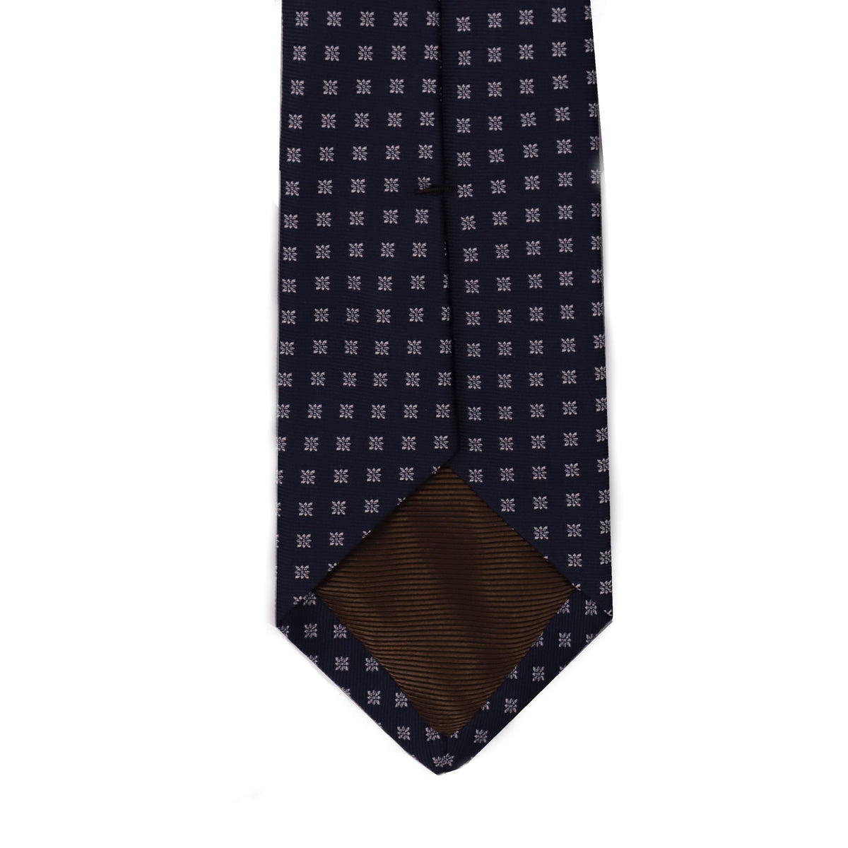 Church's woven white flower with dark Navy background-Neckties-Church's-Cufflinks.com.sg