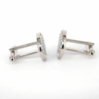 Classic Oval Black With Crystal Cufflinks-Classic Cufflinks-MarZthomson-Cufflinks.com.sg