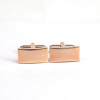 Classic Rose Gold Plain Rectangle Cufflinks M-Cufflinks.com.sg