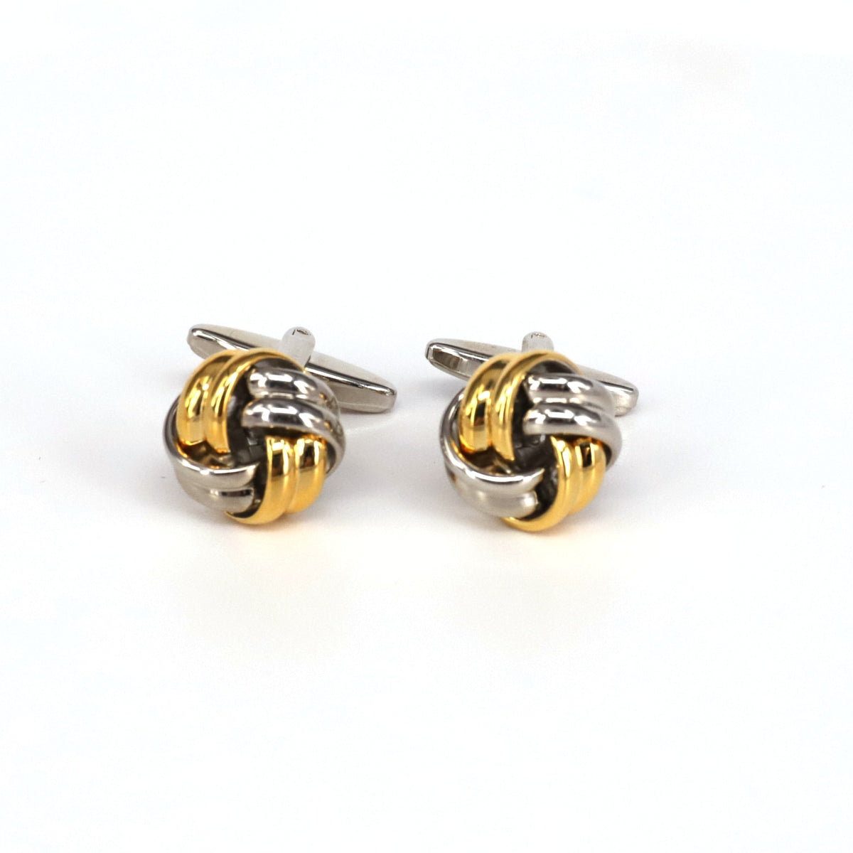 Classical Gold and Silver Tone knot Brass Cufflinks-Cufflinks.com.sg