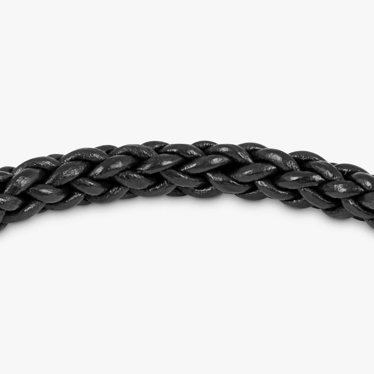 Click Trenza Bracelet in Italian Black Leather with Black Rhodium Plated Sterling Silver-Bracelets-Tateossian-Cufflinks.com.sg