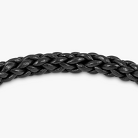 Click Trenza Bracelet in Italian Black Leather with Black Rhodium Plated Sterling Silver-Bracelets-Tateossian-Cufflinks.com.sg