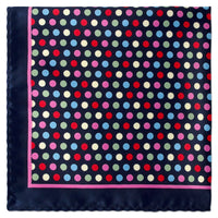Colourful Bubble Dots Pocket Square in Navy Blue-Pocket Squares-MarZthomson-Cufflinks.com.sg