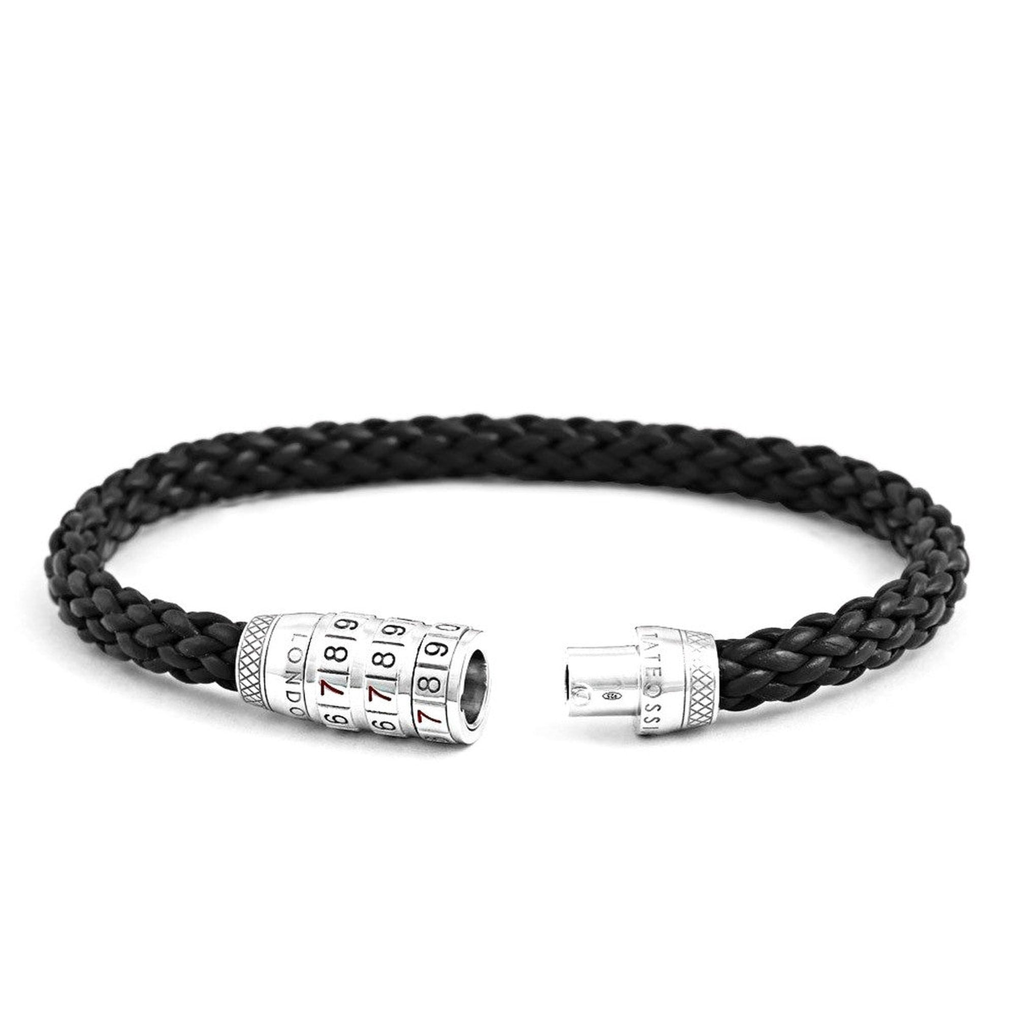 Combination Lock 777 Silver Bracelet In Black-Bracelets-Tateossian-Cufflinks.com.sg