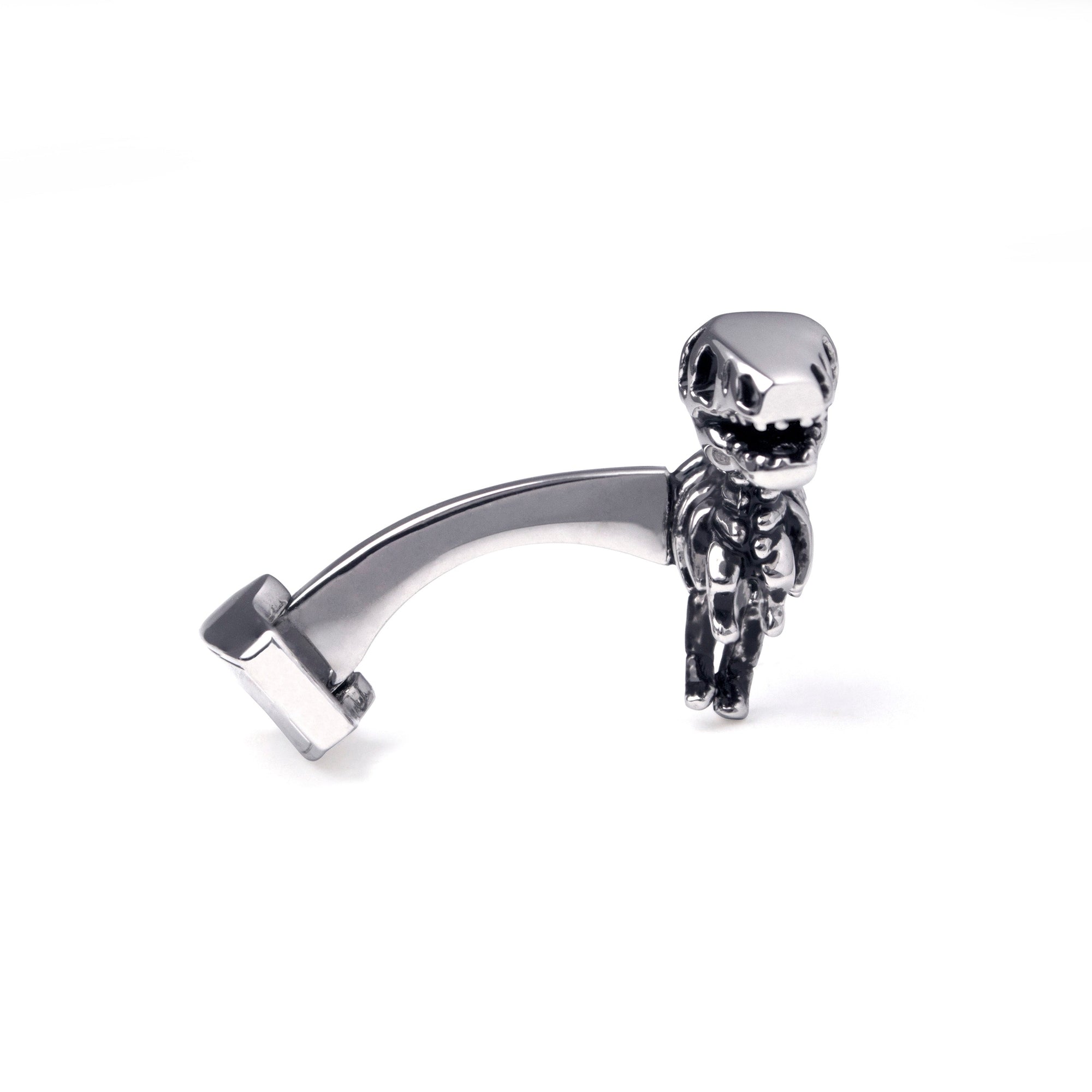 Dinosaur Bone in Silver Rustic Finish Cufflinks-Cufflinks.com.sg
