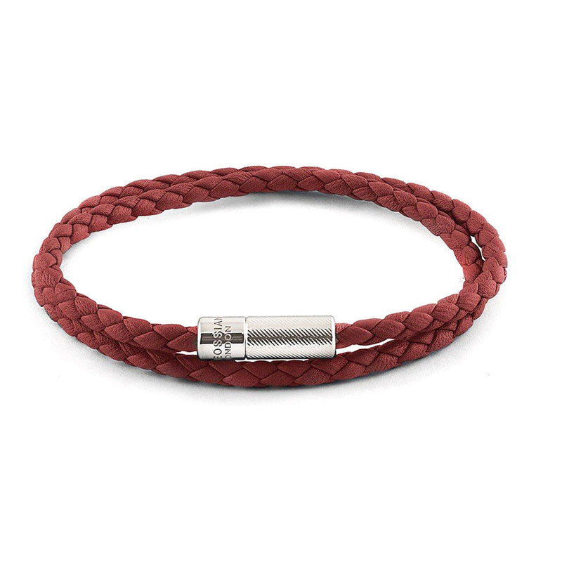 Double Wrap Pop Rigato Leather Bracelet with Silver Clasp-Bracelets-Tateossian-Cufflinks.com.sg