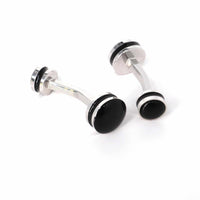 Double drum black enamel Cufflinks-Classic Cufflinks-MarZthomson-Cufflinks.com.sg