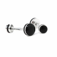 Double drum black enamel Cufflinks-Classic Cufflinks-MarZthomson-Cufflinks.com.sg