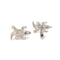 Fat Silver Alligator, Crocodile Cufflinks-Cufflinks.com.sg