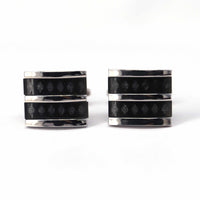Fiber Glass Rectangle cufflinks with Silver Inserts-Cufflinks.com.sg