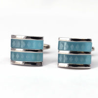 Fiber Glass Rectangle cufflinks with Silver Inserts-Cufflinks.com.sg