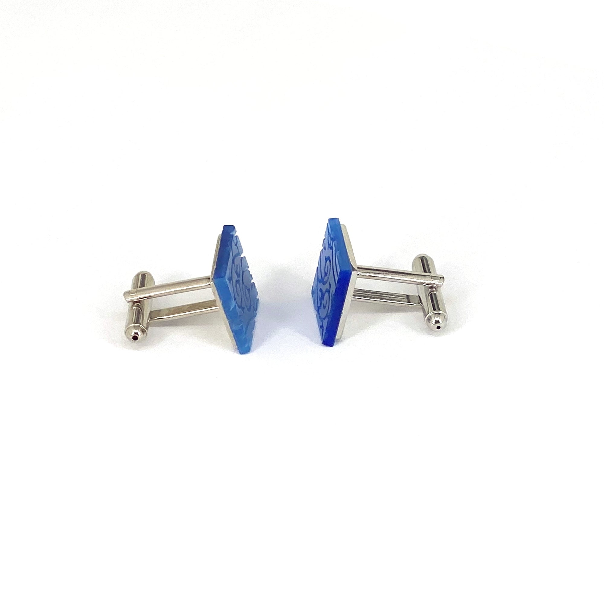 Floral blue in Fiber Optic-Cufflinks.com.sg