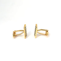 Gold Horizontal Wave Stripes Cufflinks-Cufflinks.com.sg