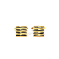 Gold Horizontal Wave Stripes Cufflinks-Cufflinks.com.sg