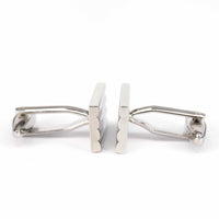 Horizontal Stripe Solid Silver Cufflinks-Cufflinks.com.sg