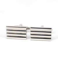 Horizontal Stripe Solid Silver Cufflinks-Cufflinks.com.sg