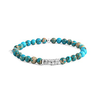 Impression Jasper Beaded Bracelet with Silver Spacer Discs-Bracelets-Tateossian-L-Cufflinks.com.sg