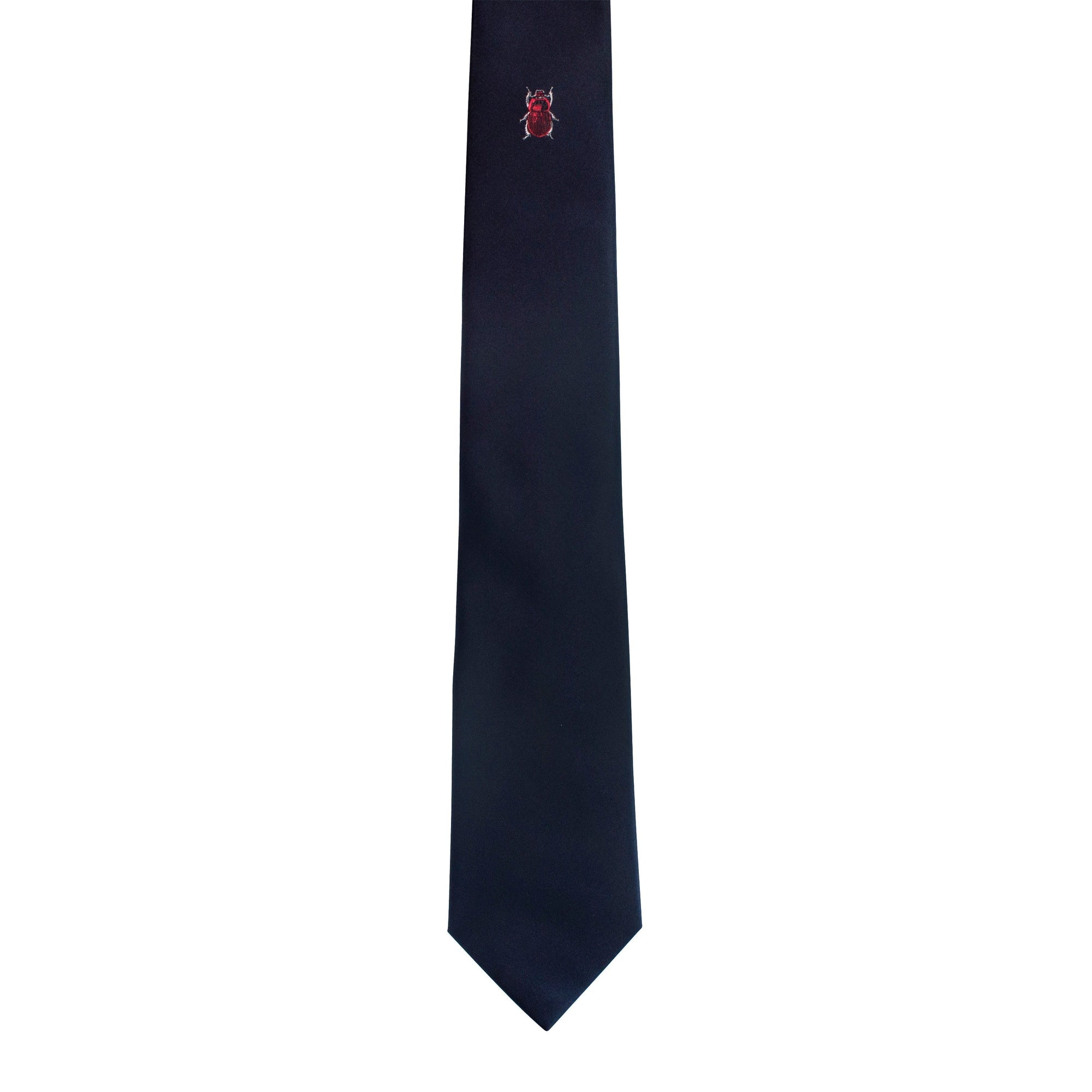 Lanvin Scarab Beetle Embroidered Silk Satin Necktie in Navy Blue-Cufflinks.com.sg | Neckties.com.sg