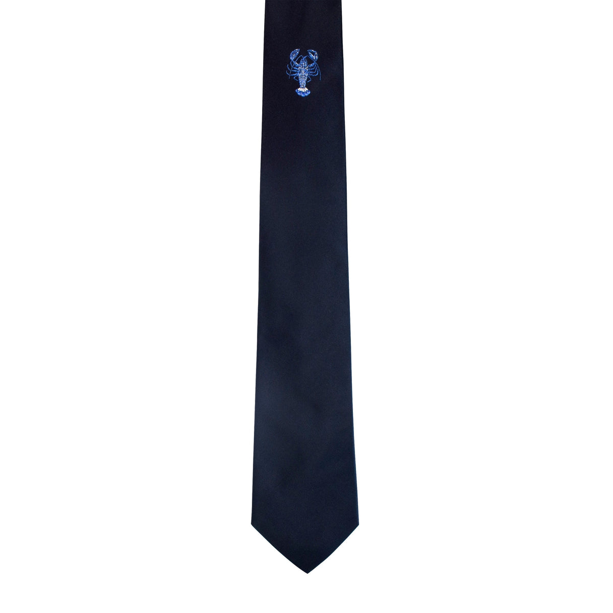 Lobster Embroidered Silk Satin Necktie in Navy Blue-Cufflinks.com.sg | Neckties.com.sg