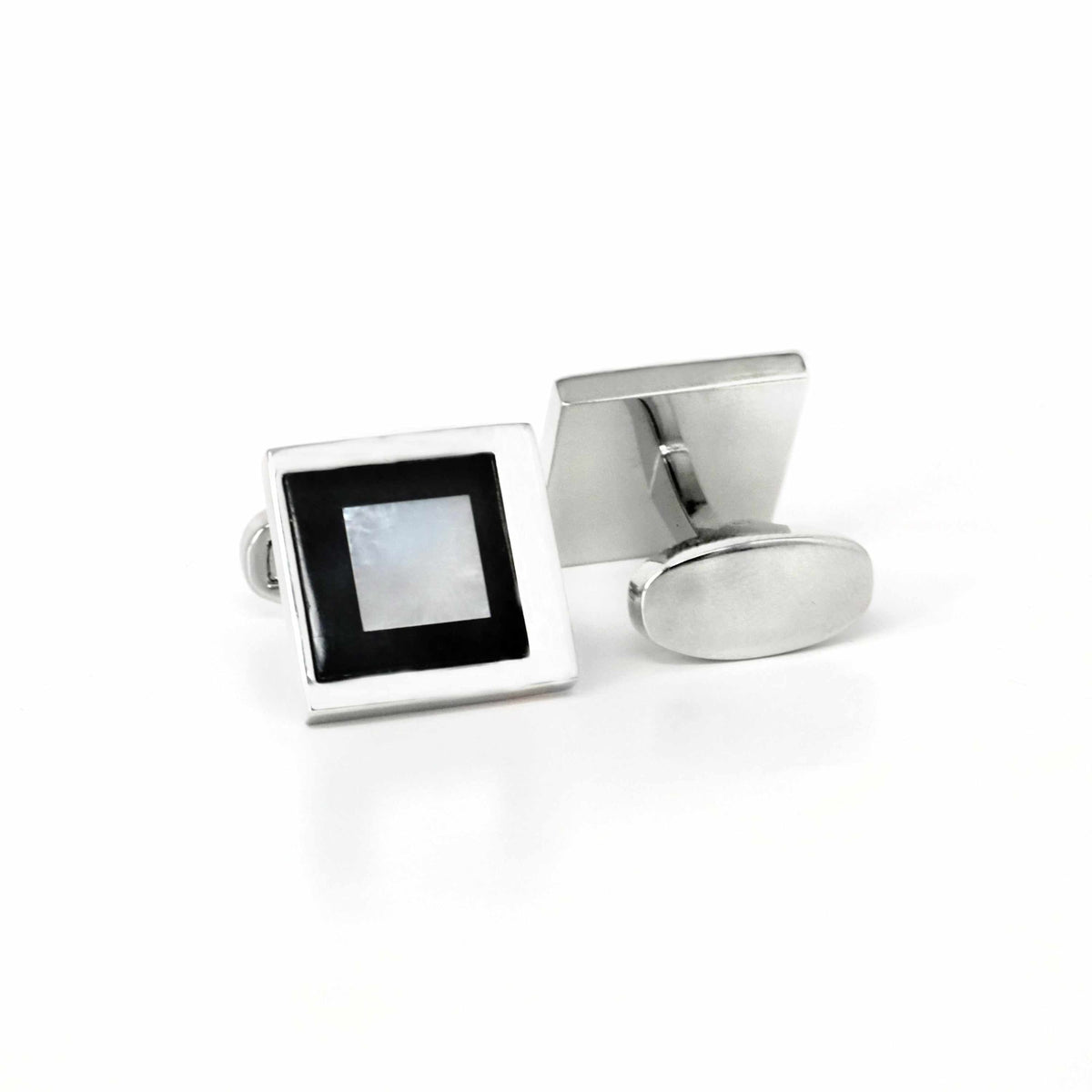 MOP Cufflinks Black and White square-Classic Cufflinks-MarZthomson-Cufflinks.com.sg
