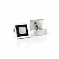 MOP Cufflinks Black and White square-Classic Cufflinks-MarZthomson-Cufflinks.com.sg