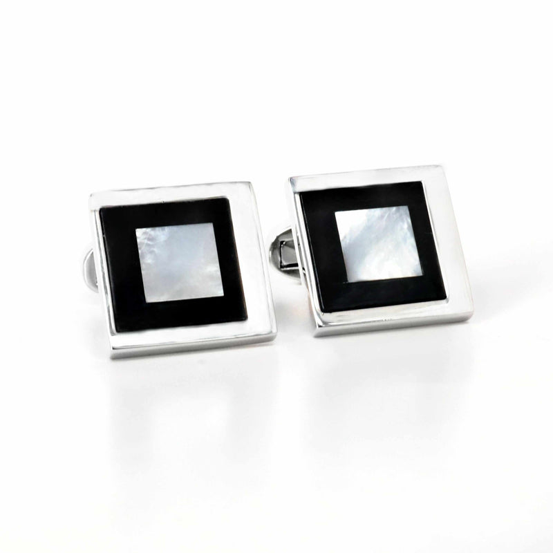 MOP Cufflinks Black and White square-Classic Cufflinks-MarZthomson-Cufflinks.com.sg