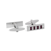 MarZthomson Bar Shape White and Purple Crystals Cufflinks-Cufflinks.com.sg
