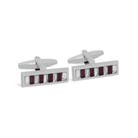 MarZthomson Bar Shape White and Purple Crystals Cufflinks-Cufflinks.com.sg