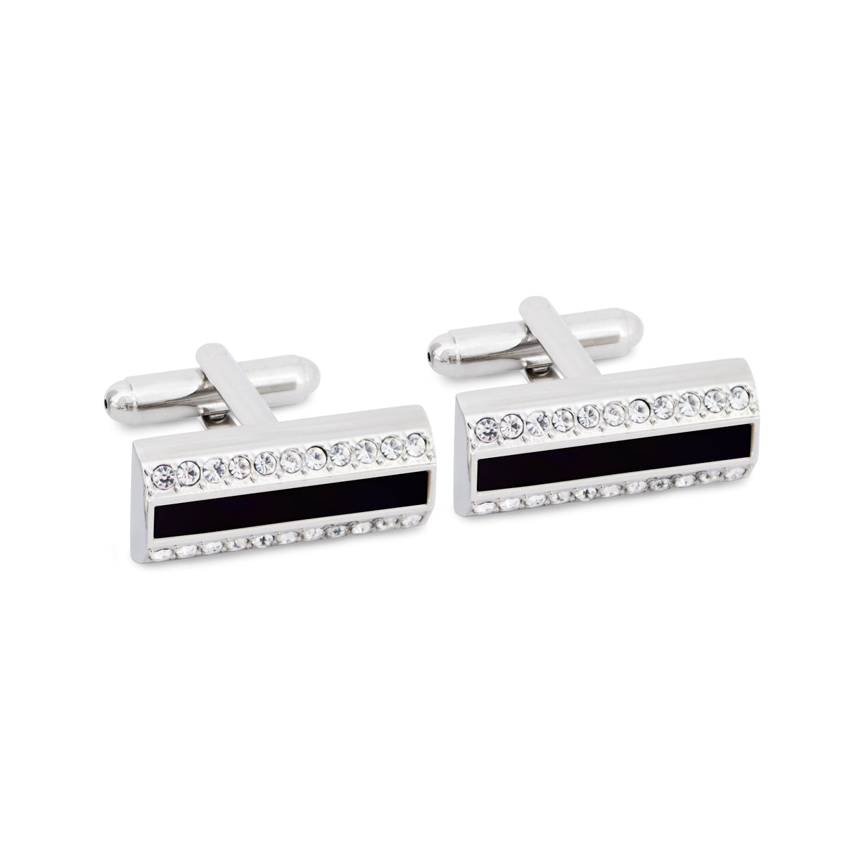 MarZthomson Black Insert Rectangle Cufflinks M-Cufflinks.com.sg