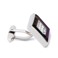 MarZthomson Black Purple with Clear Crystal Details M-Cufflinks.com.sg