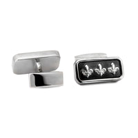 MarZthomson Black Rectangle Cufflinks with Fleur-de-lis Cufflinks M-Cufflinks.com.sg