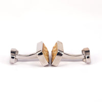 MarZthomson Black Rectangle Cufflinks with Fleur-de-lis Cufflinks M-Cufflinks.com.sg