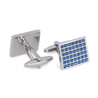 MarZthomson Blue Tiled Crystals Rectangle Cufflinks F-Cufflinks.com.sg