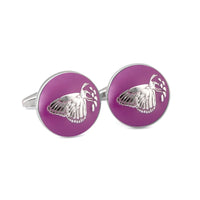 MarZthomson Botanic Series - Round Silver Butterfly Cufflinks-Cufflinks.com.sg