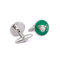 MarZthomson Botanic Series - Round Silver Butterfly Cufflinks in Green-Cufflinks.com.sg