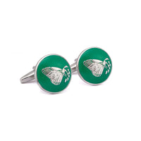 MarZthomson Botanic Series - Round Silver Butterfly Cufflinks in Green-Cufflinks.com.sg