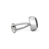 MarZthomson Compass Cufflinks Design Black Base white and Green word M-Cufflinks.com.sg