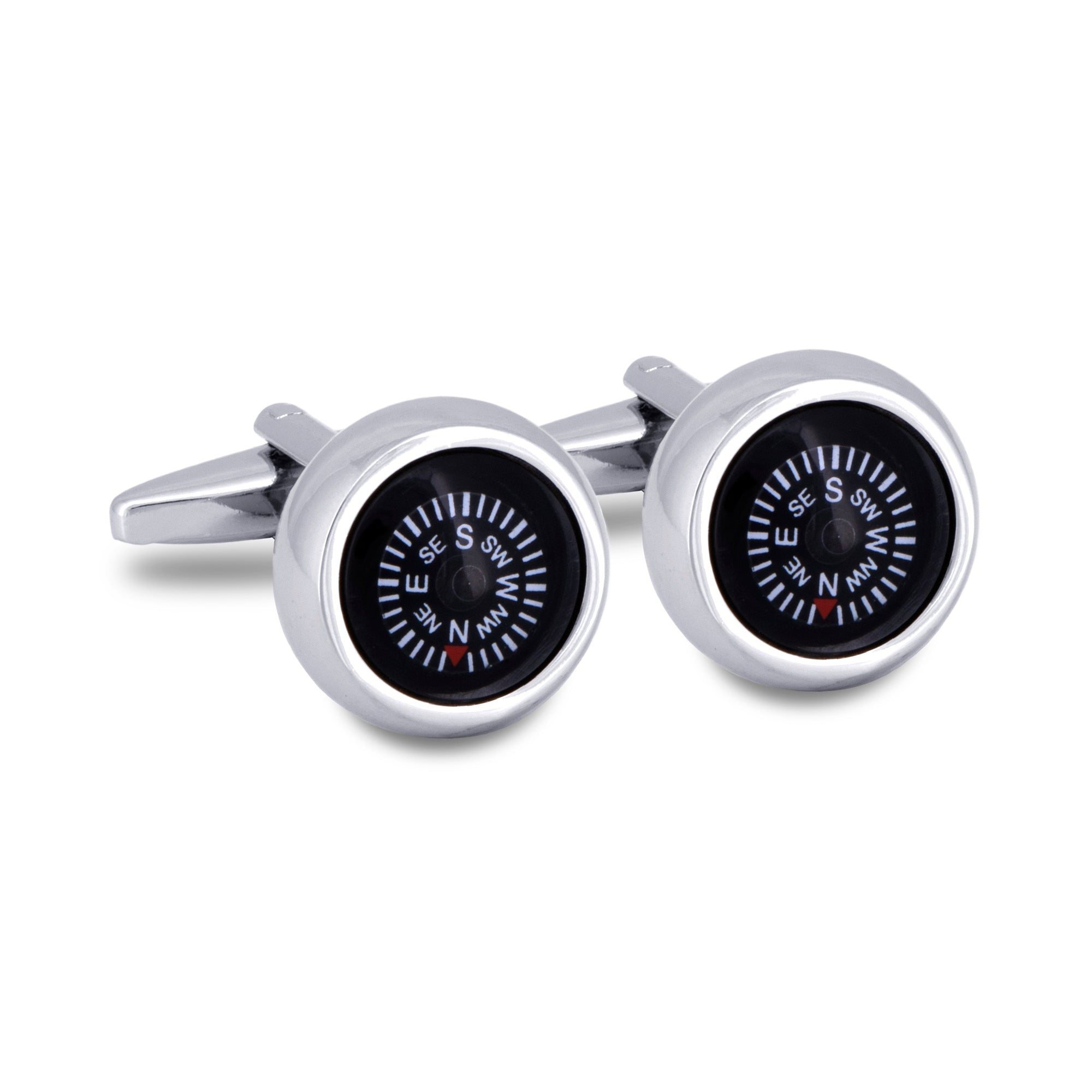 MarZthomson Compass Cufflinks White word Black base M-Cufflinks.com.sg