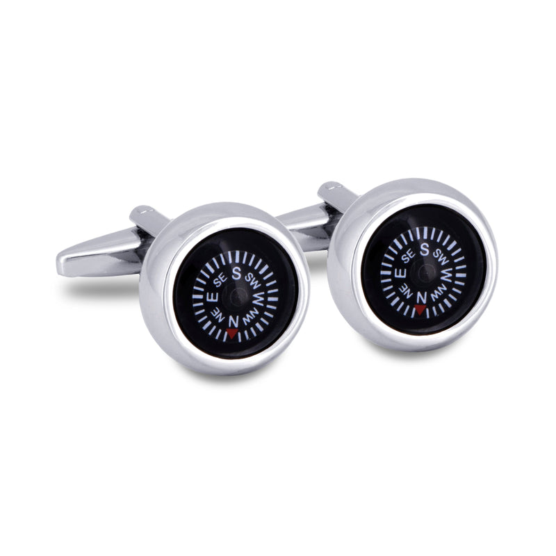 MarZthomson Compass Cufflinks White word Black base M-Cufflinks.com.sg