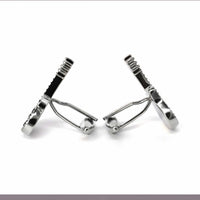 MarZthomson Electric Guitar Cufflink in Silver and Black Crystal-Novelty Cufflinks-MarZthomson-Cufflinks.com.sg