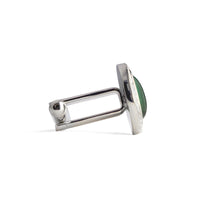 MarZthomson Faceted Round Bezel with Fibre Optic Glass Cufflink in Green-Cufflinks.com.sg