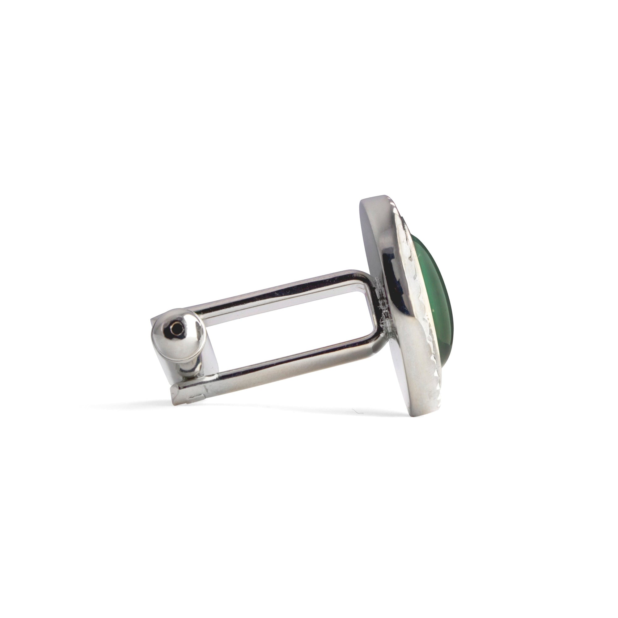 MarZthomson Faceted Round Bezel with Fibre Optic Glass Cufflink in Green-Cufflinks.com.sg