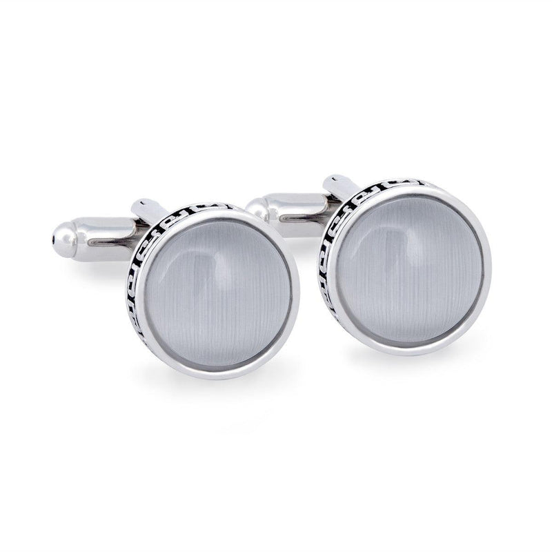 MarZthomsonFibre Optic Glass Insert with Tribal Rim Cufflinks-Cufflinks.com.sg