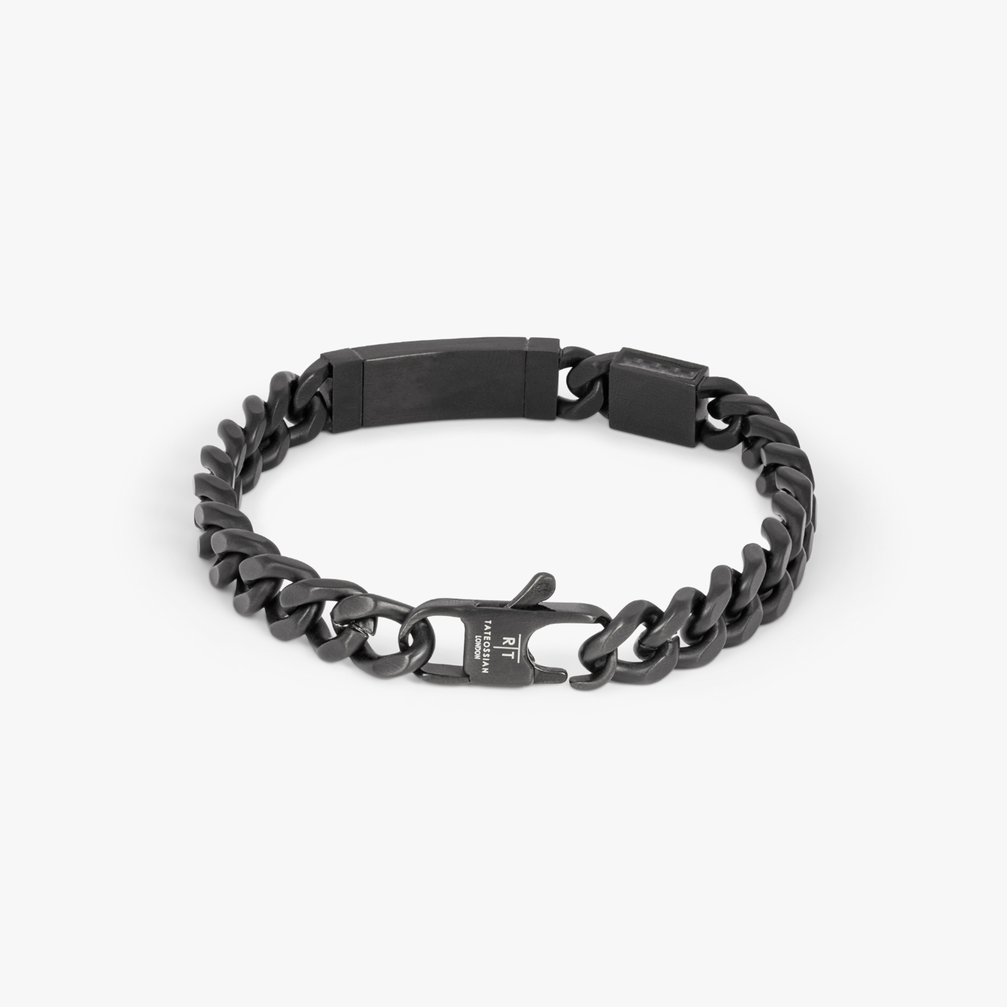 Meccanico Bracelet with Black Carbon Fibre in Black Plated Stainless Steel-Bracelets-Tateossian-Cufflinks.com.sg