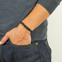 Meccanico Bracelet with Black Carbon Fibre in Black Plated Stainless Steel-Bracelets-Tateossian-Cufflinks.com.sg