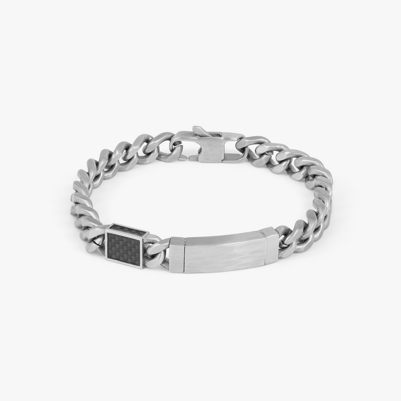 Meccanico Bracelet with Black Carbon Fibre in Stainless Steel-Bracelets-Tateossian-Medium-Cufflinks.com.sg