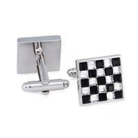 Monochrome Crystals Checks Square Cufflinks F-Cufflinks.com.sg
